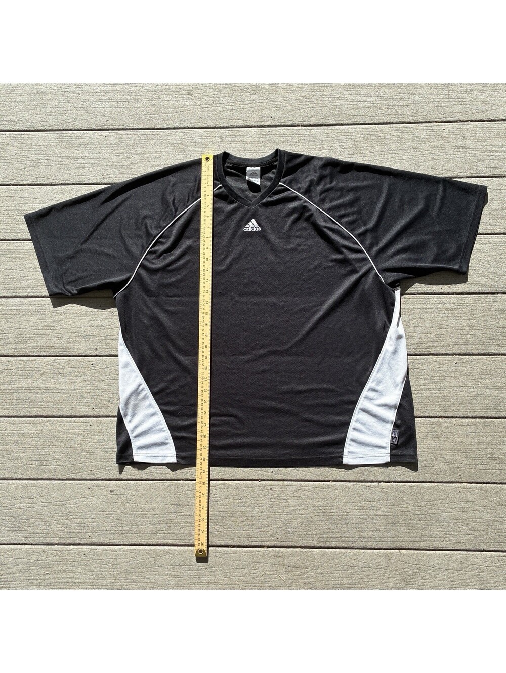 Vintage 2000s Adidas ClimaLite V-Neck Soccer Jersey Mens XL Black White Training